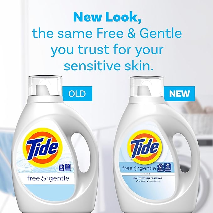 Tide Free & Gentle Liquid Laundry Detergent, 64 Loads, 84 fl oz, Tide Laundry Detergent, Clean Laundry Detergent