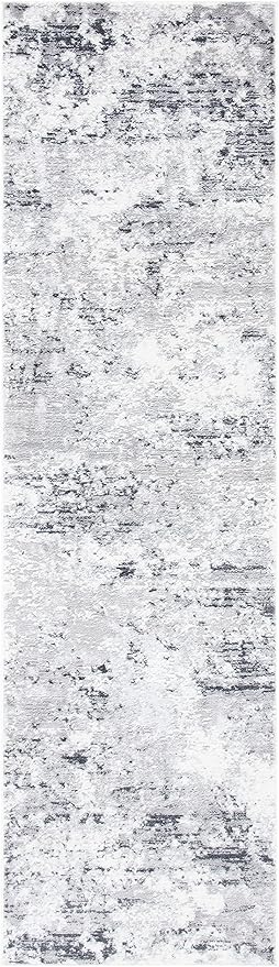 SAFAVIEH Amelia Collection Runner Rug - 2'2" x 16', Grey & Ivory, Modern Abstract Design, Non-Shedding & Easy Care, Ideal for High Traffic Areas in Living Room, Bedroom, Dining Room (ALA705G-216)