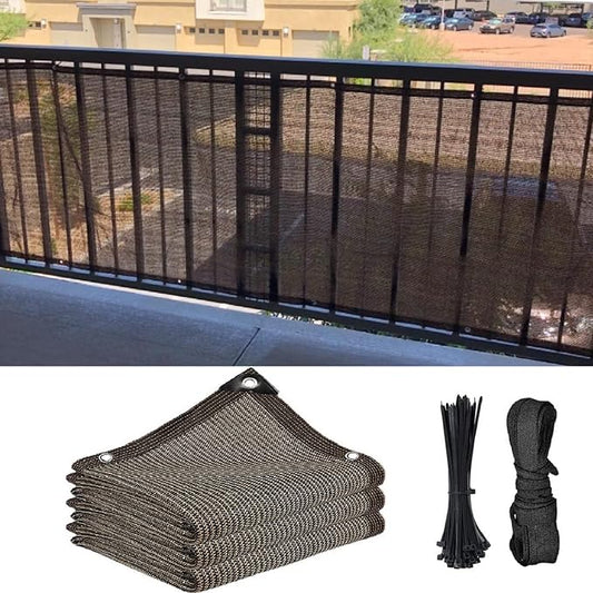 Fence Privacy Screen Balcony Sun Shade Cloth 3'3"x16' 80% Shade Fabric Outdoor Patio Screens Mesh Panels Apartments Railing Cover UV Protection for Backyard Garden Porch Deck