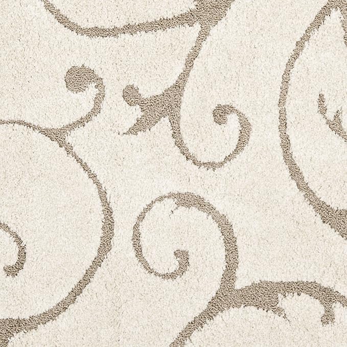 SAFAVIEH Florida Shag Collection Accent Rug - 2'3" x 4', Cream & Beige, Scroll Design, Non-Shedding & Easy Care, High-Low Plush Pile, Ideal for Bedroom, Foyer, Hallway (SG455-1113)