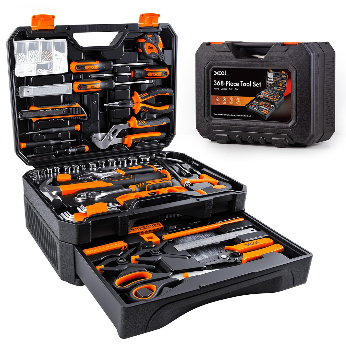 XOOL 368 Piece Home Repair Tool Kit with Drawer Toolbox | Hand Tools - Image 1