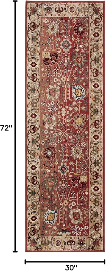 SAFAVIEH Kashan Collection Runner Rug - 2'6" x 6', Red & Beige, Traditional Oriental Design, Non-Shedding & Easy Care, Ideal for High Traffic Areas in Living Room, Bedroom, Dining (KSN303L-26)