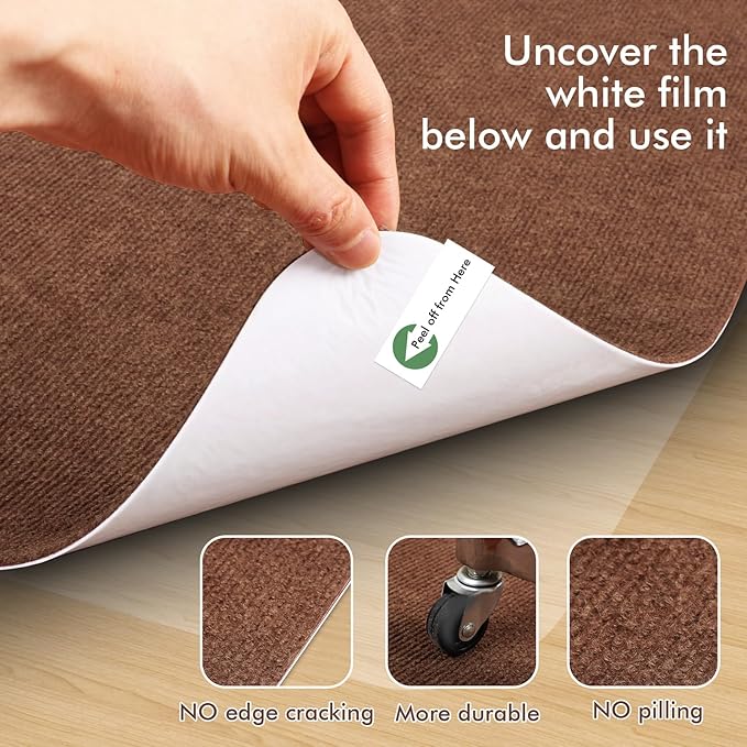 Recliner Pads for Hardwood Floors, Non Slip Recliner Grippers, Furniture Pads Floor Mats for Carpet, Anti Slide Office Chair Mat for Floor Protector, 40"x40" (1 Pack Brown