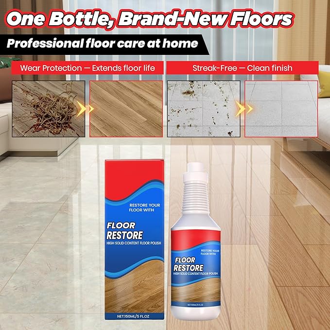 Floor Restore Cleaner - Floor Restorer & Polish for Tile, Shine Wood, Laminate, Vinyl, Bamboo - Flooring Protection Agent (2 pcs)