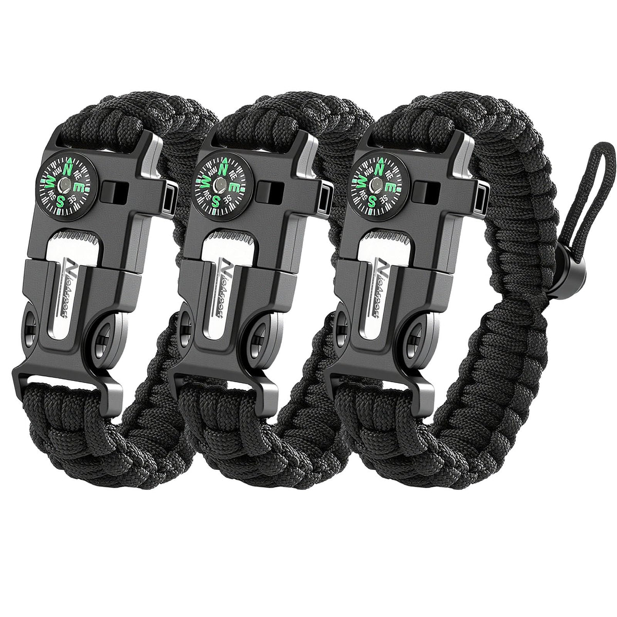 Paracord Survival Bracelet (3 Pack) - Adjustable with Fire - Image 1