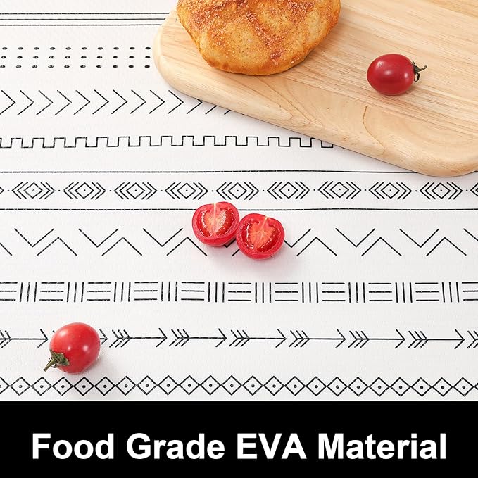 Cooyes Shelf Liners for Kitchen Cabinets, Waterproof and Oil-Proof Kitchen Cupboard Liner, Refrigerator Liners and Plastic Drawer Mats EVA Non Adhesive Shelves（17.5" W x 197" L）