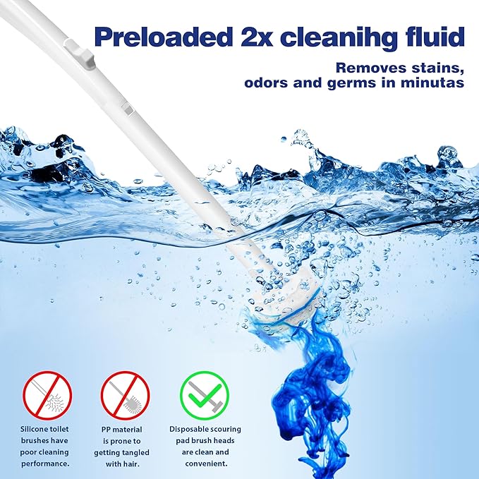 Disposable Toilet Brush Set with 70 Refills, Wall-Mounted Toilet Bowl Wand Kit-1 Extend Toliet Wand, 1 Storage Holder&70 Disposable Refill Pre-Filled Cleaning Solution for Deep Cleaning Toilet,1 Pack