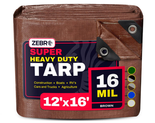 12' x 16' Brown Heavy Duty Tarp with Grommets Reinforced - Image 1
