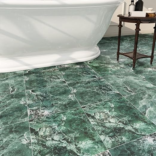 20 Pack Cover 20 Sq.Ft Peel and Stick Floor Tiles, 12” x 12” Self Adhesive Vinyl Flooring Easy DIY Installation for Kitchen, Living Room, Laundry, RV, Green Vein Marble