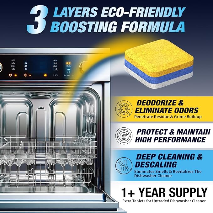 Washing Machine Cleaner Tablets Top Load 28 Pack & Dishwasher Cleaner Deodorizer Descaler Tablets 56 Pack Bundle - 2 Plus Year Supply - Septic Safe Eco Friendly Formula