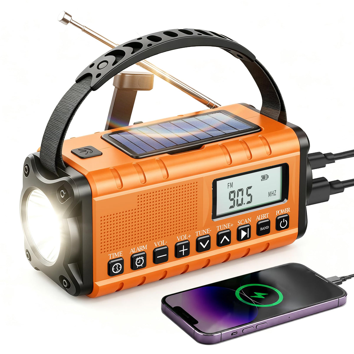 Hand Crank Emergency Radio Am Fm-10000mAh/37000mWh NOAA Weather - Image 1