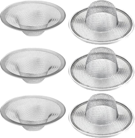 6 pcs Heavy Duty Stainless Steel Slop Basket Filter Trap, 2.75" Top / 1" Mesh Metal Sink Strainer,Perfect for Kitchen Sink/Bathroom Bathtub RV Wash Basin Floor Drain Balcony Drain Hole