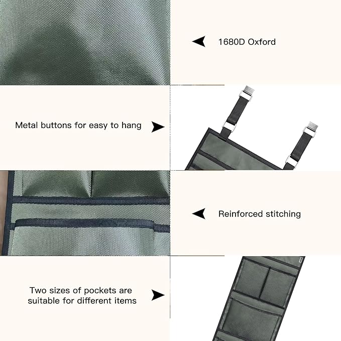 Gun Safe Door Organizer - 4 Large Pockets for Easy Storage | Locker Hanging Organizer for Gun Cabinet, Police Locker, Gym & Closet | Quick Installation, Durable 1680 Oxford Cloth