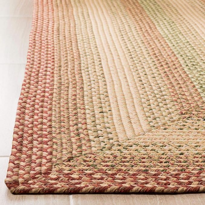 SAFAVIEH Washable Rug Outdoor Braided Collection - 3' Square, Rust & Multi, Handmade & Reversible, Non-Shedding & Easy to Clean, Ideal for Patio, Backyard, Mudroom (BRD303A)