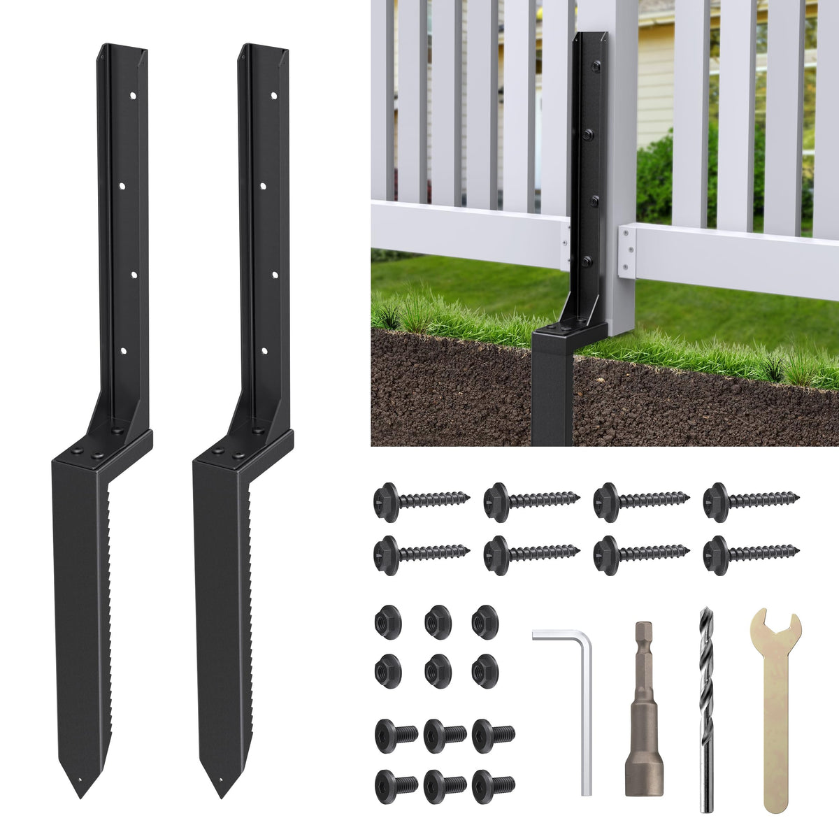 Fence Post Repair Kit 2 Pack, Heavy Duty Fence Post Anchor - Image 1