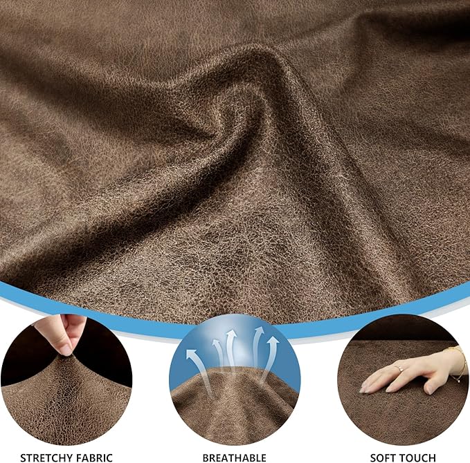 2-Pieces T Cushion Armchair Slipcovers Leather Look Couch Cover Chair Covers Stretch Furniture Protector Sofa Cover with 1 Individual T Cushion Seat Cover Slipcover Sets Washable, Light Brown