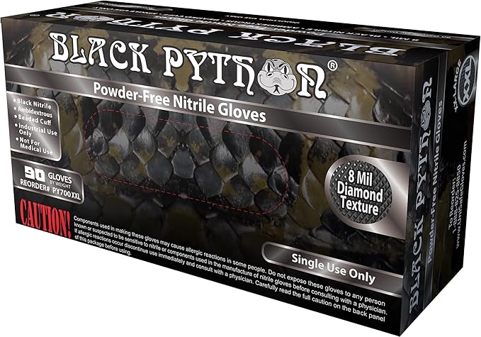 HD 8 MIL Nitrile Disposable Gloves, Latex & Powder Free, Industrial, Raised Diamond Texture, Case/1000