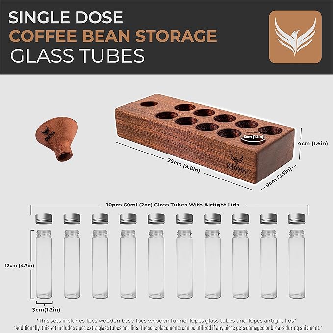 Coffee Dosing Cup With RDT Spray Bottle and Single Dose Bean Storage Tubes - Perfect Barista Accessories for Espresso & Filter Coffee