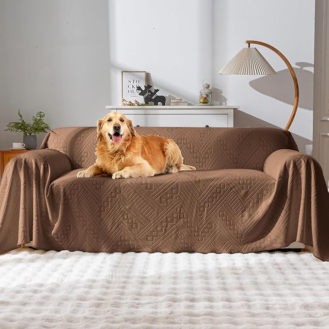 Waterproof Couch Cover, Reversible Washable Anti-Slip Loveseat Sofa Covers with 2 Cushions, Sectional Couch Covers for Pets, Sofa Slipcovers for Dogs Cats, 71x91in/Brown