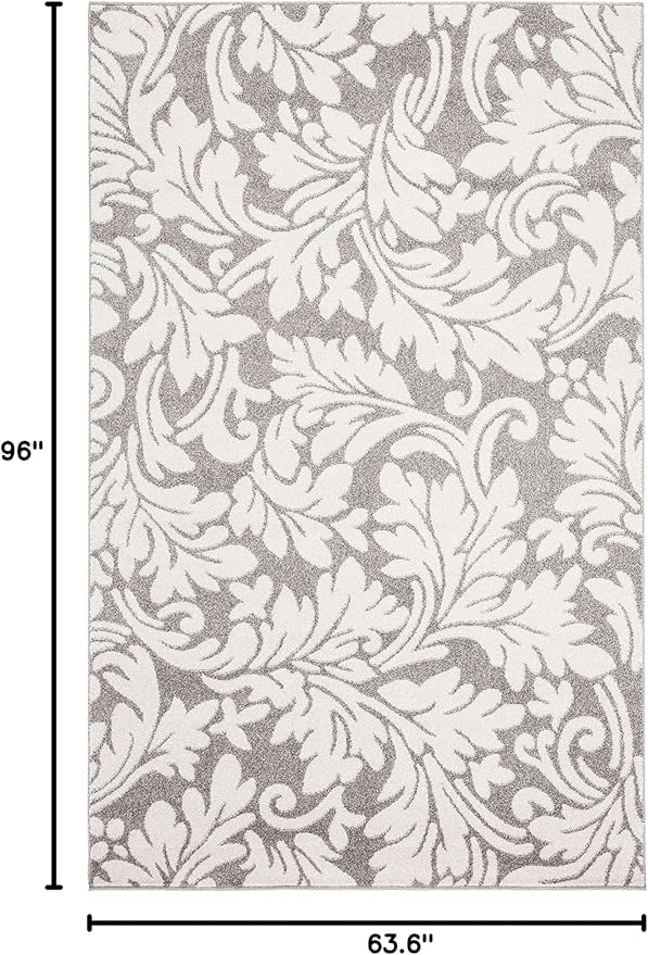 SAFAVIEH Amherst Collection Area Rug - 5'3" x 8', Dark Grey & Beige, Floral Design, Non-Shedding & Easy Care, Ideal for High Traffic Areas in Living Room, Bedroom (AMT425R)