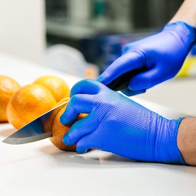 GLOVEWORKS HD Royal Blue Nitrile Industrial Disposable Gloves, 6 Mil, Latex & Powder-Free, Food-Safe, Raised Diamond Texture