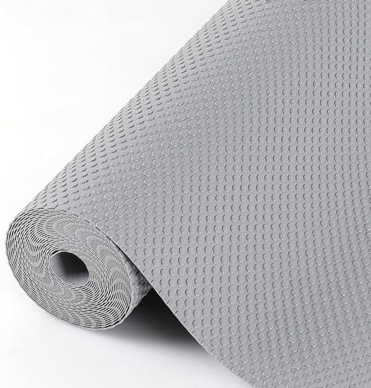 Hersvin Shelf Liners, 20in x 20ft Kitchen Drawer Mats, Non-Adhesive EVA Cupboard Protector, Cabinet Lining (Light Gray/Dot)