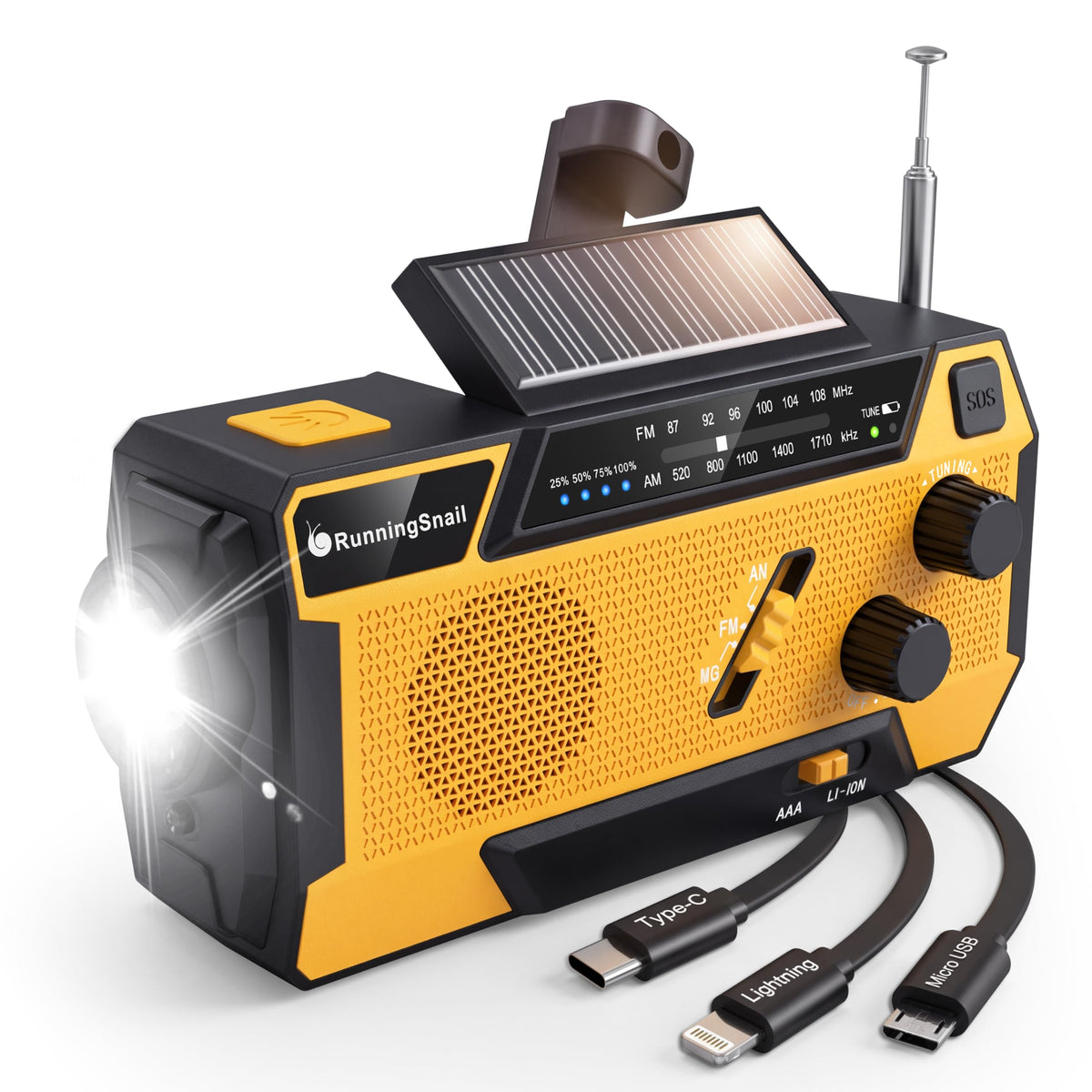 RunningSnail Hand Crank Emergency Radio with 3 | Phone & Computer - Image 1