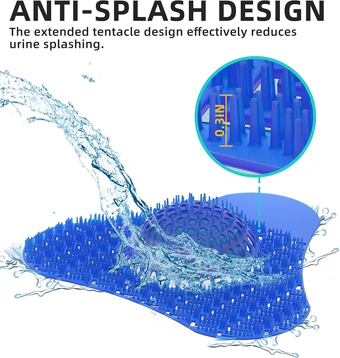 Urinal Screen Deodorizer, Urinal Cakes with 3D Anti-Splash Long Bristles, Male Urinal Mats Pads with Odor Protection for Men Toilets Bathroom (8 Packs)