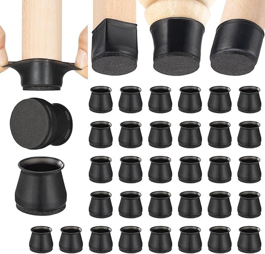 Aneaseit Chair Leg Floor Protectors - 32 pcs Black - Felt Bottom Silicone Pads for Hardwood Floors & Furniture Feet - Rubber Caps for Chairs - Medium