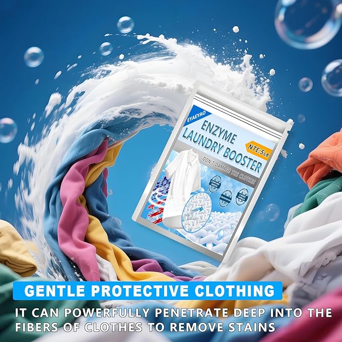 Bio Enzyme Laundry Booster Powder - Ultra-Concentrated Stain & Odor Remover for Whites & Colors | Oxygen Bleach Alternative | Non-Toxic, Biodegradable Formula | Works in All Washing Machines (5 lb)