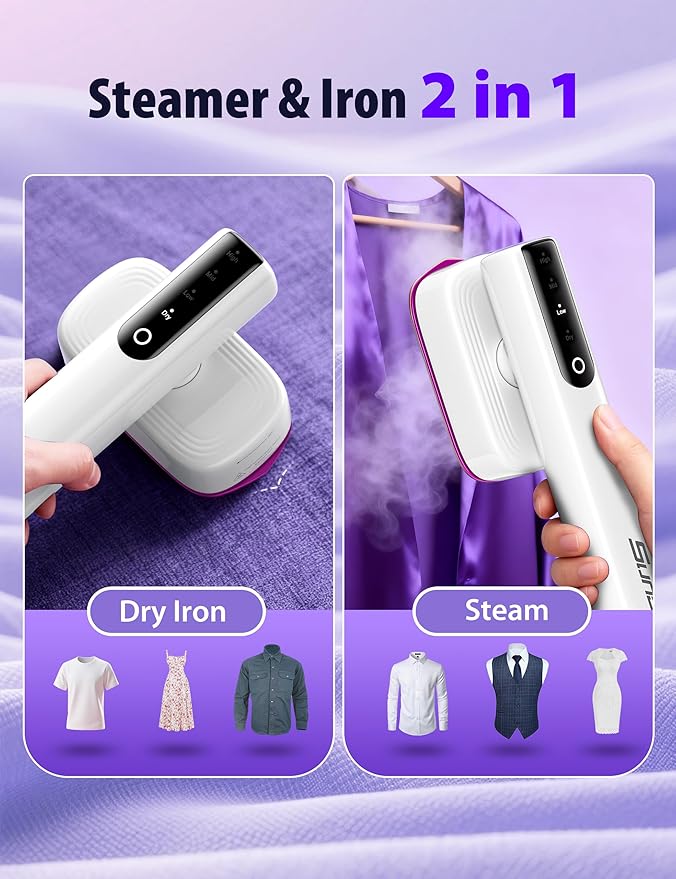 Sundu Iron with Steam,1000W Steam Iron for Quilting & Sewing,25g/min Steam Portable Handheld Garment Steamer,20mins Runtime & 100ml Large Tank,15s Fast Heat-up,Ceramic Panel,Wrinkle Remover for Travel