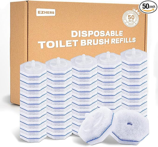 50 Count Toilet Wand Refills Compatible for Clorox, 5X Cleaning Power Toilet Bowl Cleaners & High-Density Disposable Toilet Brush Scrubber - No Falling Apart, Instant Foam Cleaning