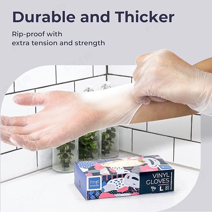 Fit Meal Prep 2000 Pack Disposable Latex Free Large Vinyl Food Prep Gloves - Powder Free, Ideal for Kitchen, Bathroom, Household, Gardening