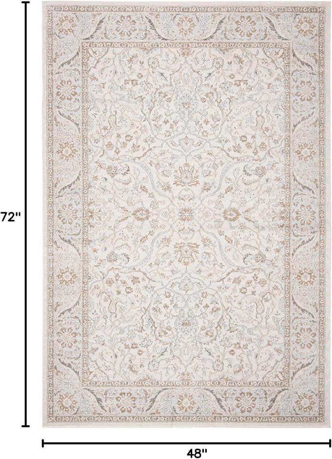 SAFAVIEH Isabella Collection Accent Rug - 4' x 6', Cream & Beige, Oriental Design, Non-Shedding & Easy Care, Ideal for High Traffic Areas in Entryway, Living Room, Bedroom (ISA912A)