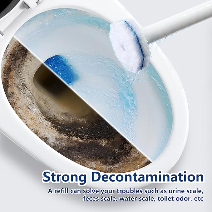 80 Count Toilet Wand Refills for Clorox, Disposable Toilet Brush Head with Rich Foaming, Extra Thick Triple-layer Refills, Strong Cleaning & Scrubbing Power, Disposable Toilet Cleaning System