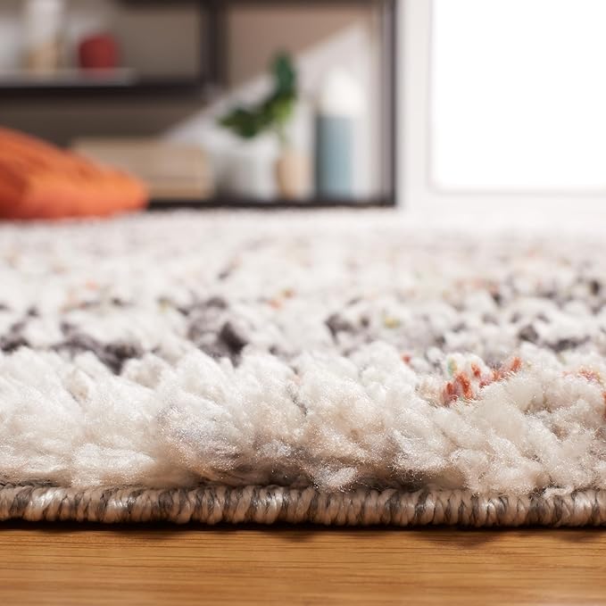 SAFAVIEH Jericho Shag Collection Accent Rug - 4' x 6', Black & Rust, Design, Non-Shedding & Easy Care, 1.2-inch Thick Ideal for High Traffic Areas in Entryway, Living Room, Bedroom (JER100Z)