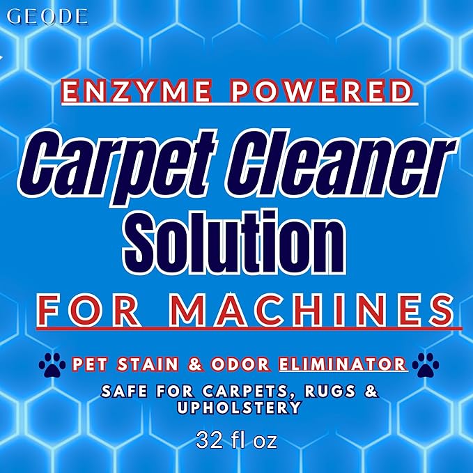 GEODE Carpet Cleaner Solution for Machines – Enzyme Carpet Cleaner & Deodorizer for Deep Cleaning, Pet Stain & Odor Remover, Non-Toxic Concentrated Formula for Carpet Cleaning Machines (32 Oz)