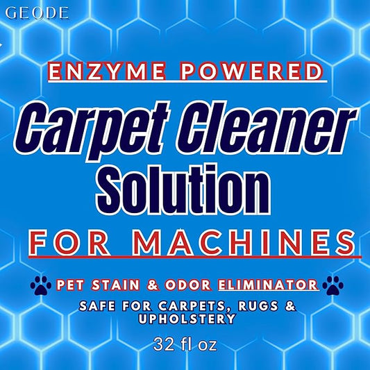 GEODE Carpet Cleaner Solution for Machines – Enzyme Carpet Cleaner & Deodorizer for Deep Cleaning, Pet Stain & Odor Remover, Non-Toxic Concentrated Formula for Carpet Cleaning Machines (32 Oz)