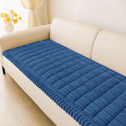 hyha Couch Covers for Dogs Washable, Non Slip Plush Dog Sofa Protectors, Fuzzy Pet Couch Covers for 3 Cushion Sofa Pet Friendly (Navy Blue, 27.6" x 88")