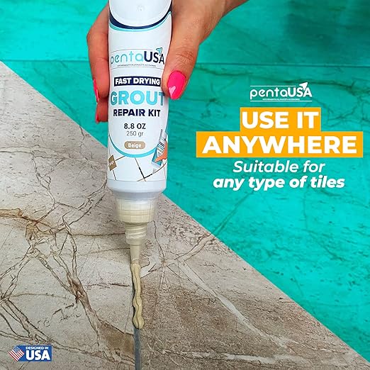 Tile Grout Repair Kit - Premixed and Ready to Use for Kitchen Tiles, Shower & Bathroom Grout, Waterproof Formula - Warm Beige (250g - 8,8oz - 0.55 lb)