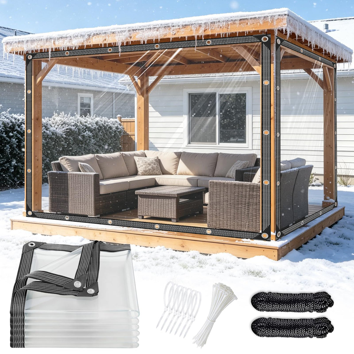 Clear Tarp 5x9ft Heavy Duty Waterproof Clear Tarps 14Mil - Image 1