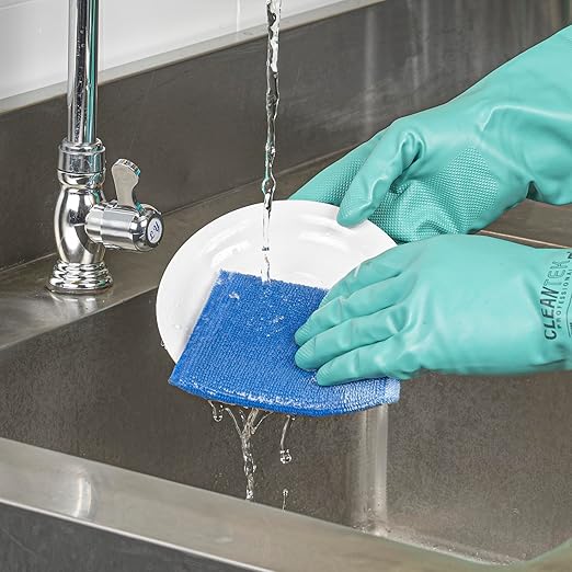 Restaurantware Scouring Pad 60 Count 5.5 x 3.9 Inches Plastic Steel Wool Sponge Metal Scrubber Durable Odor Free Scrubber Multi-Color Blue+Beige+Green Household Cleaning Sponge