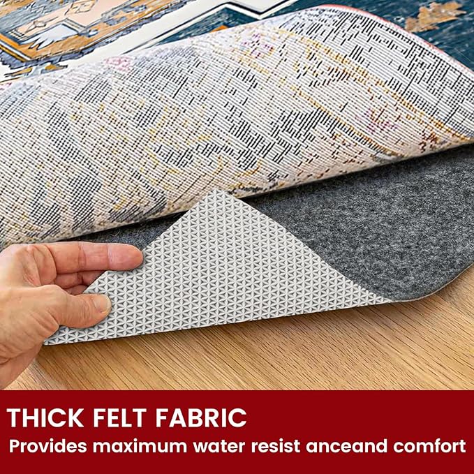 Waterproof Rug Pad, 2x6 ft Area Rug Non-Slip Carpet Pad, Non-Slip Rug Pads for All Floors and Finishes, Felt Pad for Hardwood Floors, Keeps Carpets in Place Soft and Safe