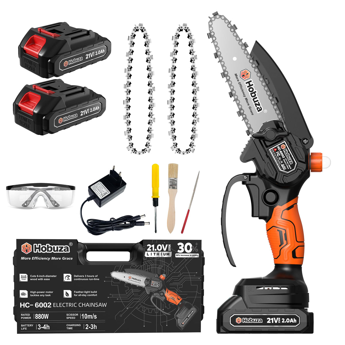 HOBUZA 6 Inch Brushless Mini Chainsaw, Lightweight - Image 1