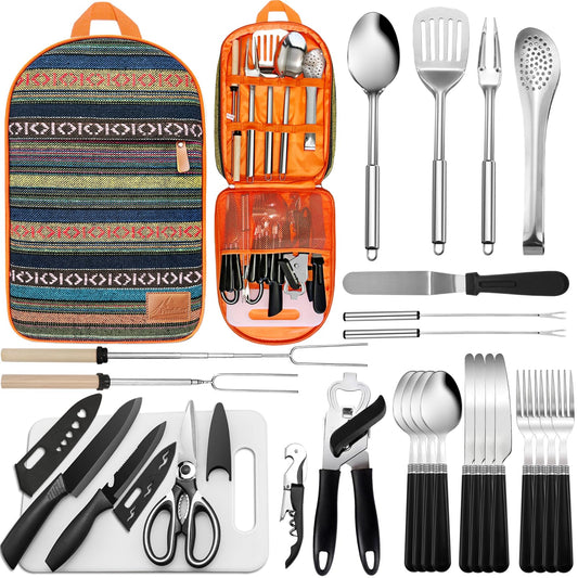 Portable Camping Kitchen Utensil Set-27 Piece Cookware - Image 1