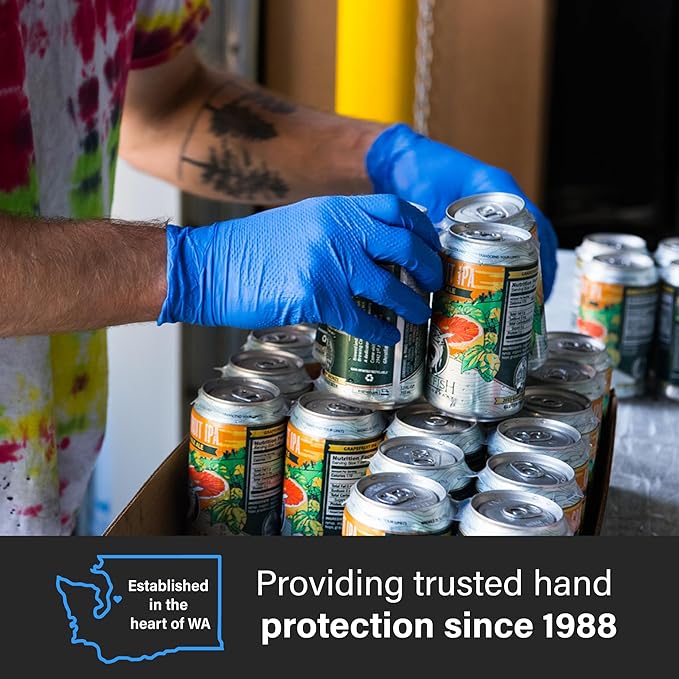GLOVEWORKS HD Royal Blue Nitrile Industrial Disposable Gloves, 6 Mil, Latex & Powder-Free, Food-Safe, Raised Diamond Texture