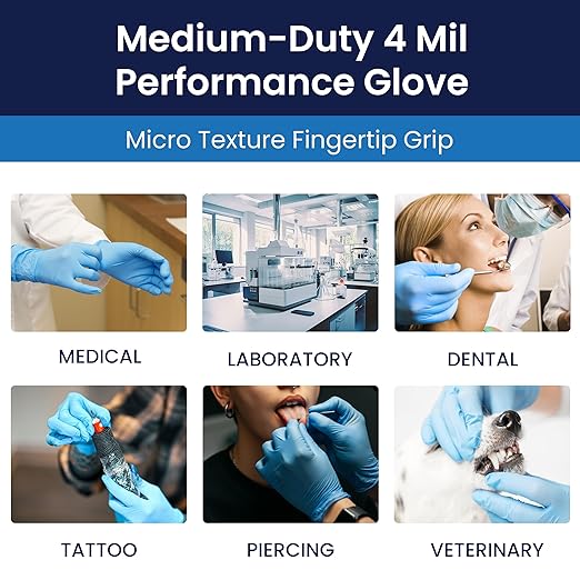 Adenna Miracle 4 mil Powder-Free Nitrile Exam Gloves, Medical Grade, Blue, Small, Box of 200