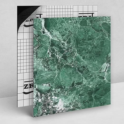 40 Pack Cover 40 Sq.Ft Peel and Stick Floor Tiles, 12” x 12” Self Adhesive Vinyl Flooring Easy DIY Installation for Kitchen, Living Room, Laundry, RV, Green Marble