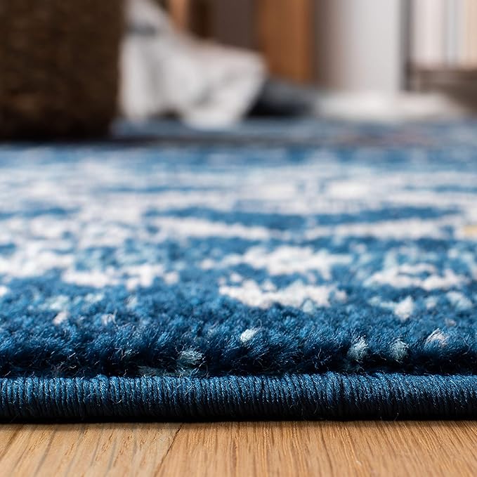 SAFAVIEH Amsterdam Collection X-Large Area Rug - 11' x 15', Navy & Turquoise, Moroccan Boho Design, Non-Shedding & Easy Care, Ideal for High Traffic Areas in Living Room, Bedroom (AMS108M)