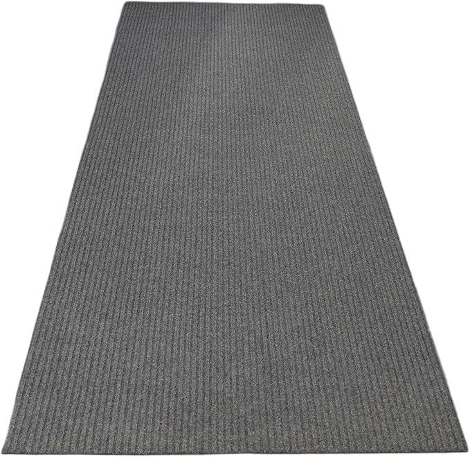 iCustomRug Ribbed Entryway Door Mat – 3'x8' Brown, Indoor/Outdoor, Non-Slip TPR Rubber Backing, Low-Profile All-Weather Carpet, Non-Shedding & Easy Care, Utility Rug Ideal for High Traffic Areas